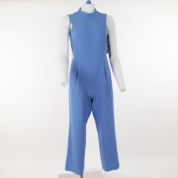 INC Womens Light Blue Stretch Wide-leg Sleeveless Mock Cropped Jumpsuit - Picture 2 of 5